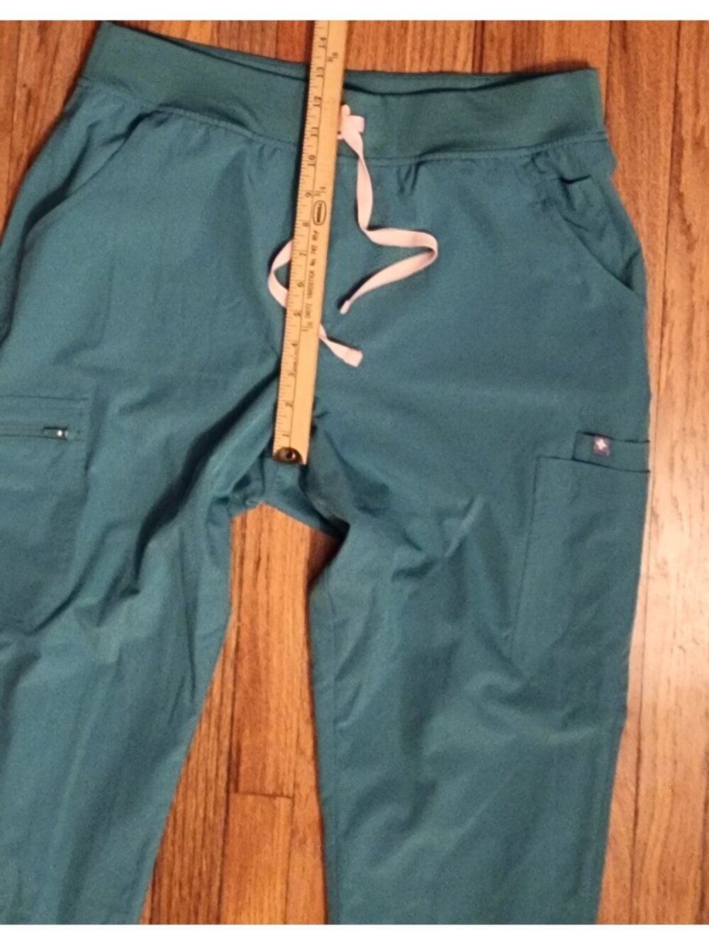 Figs High Waisted Yola Fionlite Scrub Pants Green XL Cargo Pockets zip string - Picture 5 of 9